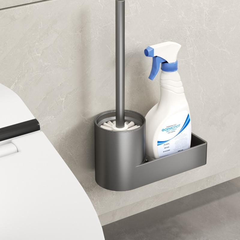 Toilet Brush Wall-mounted Rack Household No Dead Ends Bathroom No Punching Cleaning Toilet Brush Artifact