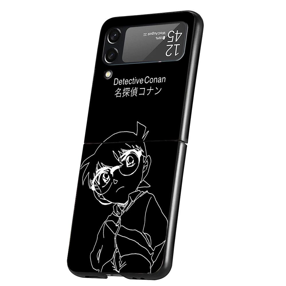 Anime Conan Cover Phone Case For Samsung Galaxy Z Flip 7 6 5 4 3 5G Flip7 Flip6 Flip5 Flip4 Flip3 Black Fundas Shell Galaxy Z Fl
