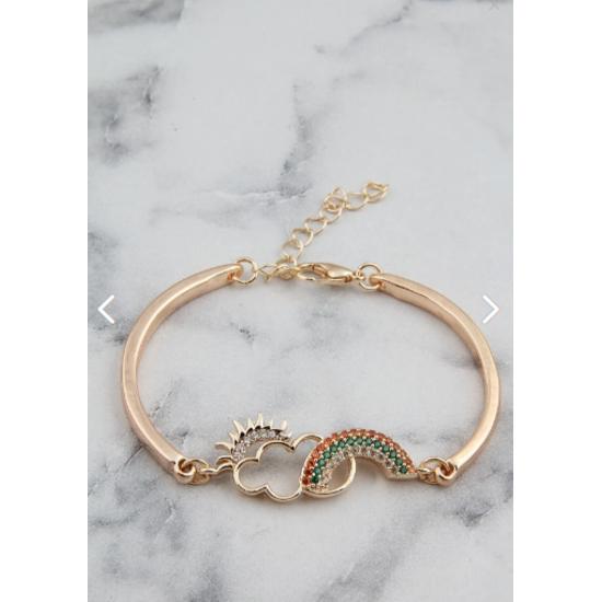 

Браслет из камня циркона с радужным облаком и солнцем