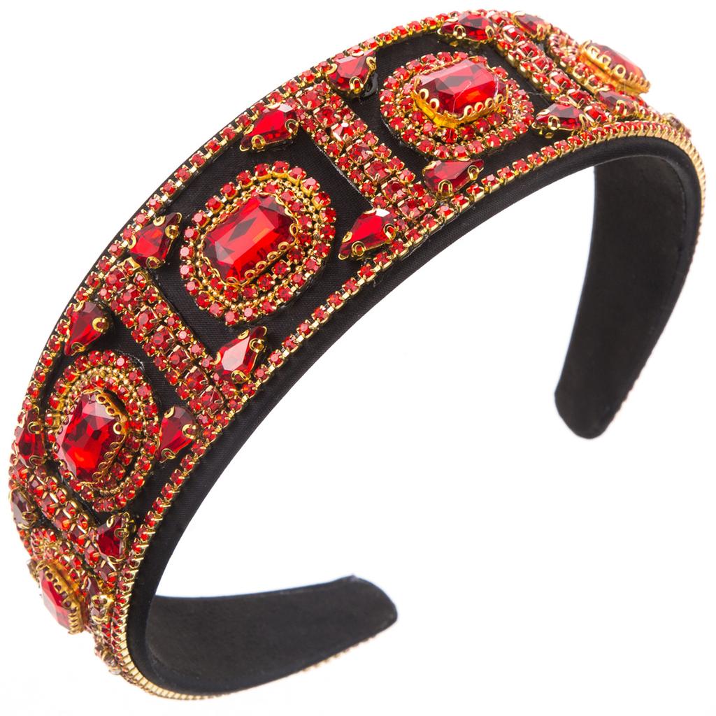 New Bright Heavy Industry Baroque Colorful Crystals Headband Women's High Quality Retro Dance Club Hair Accessories