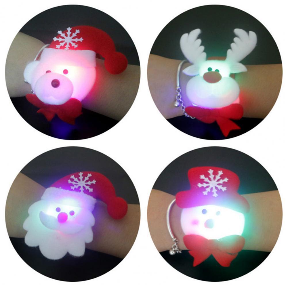 Glowing Christmas Bracelets Circle Wrist Bands Light Up Wristbands for Xmas Party Decoration Elk Wrist Band