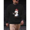 Men's Cartoon Chicken Lifting Dumbbell Casual Crew Neck Sweatshirt.