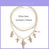 Punk Pearl Layered Cross Pendant Necklace With Geometric Design For Women