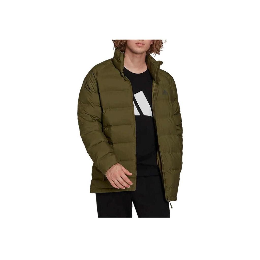 Adidas Solid Color Outdoor Stand Collar Long-Sleeve Down Jacket Men Outerwear Army-Green GT9197