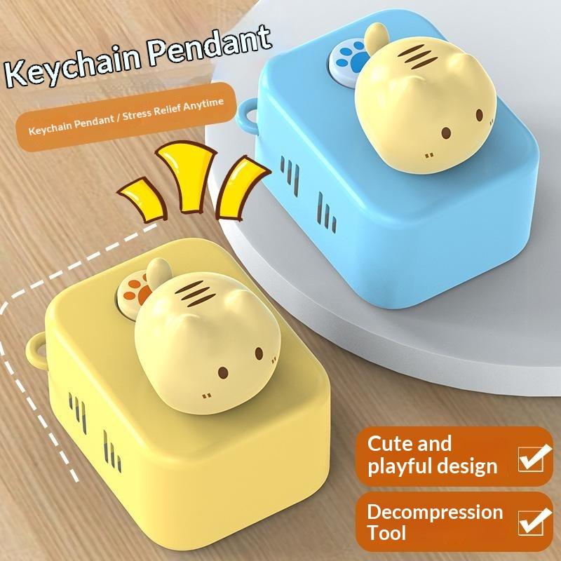 Cute Kawaii Cat Fidget Keychain Stress Relief Toy with Pressable Paw Playful Sound for Bag Decor Small Gifts
