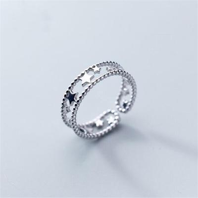 New Arrival Exquisite Craftsmanship Double Layer Star Hollow Sterling Silver Tone Jewelry Temperament Sweet Personality Opening Rings Tyb12Fashion
