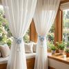 2PCS Curtain Holder Pearl Curtain Buckle Adjustable Curtain Binding Curtains Tie Rope  Kitchen