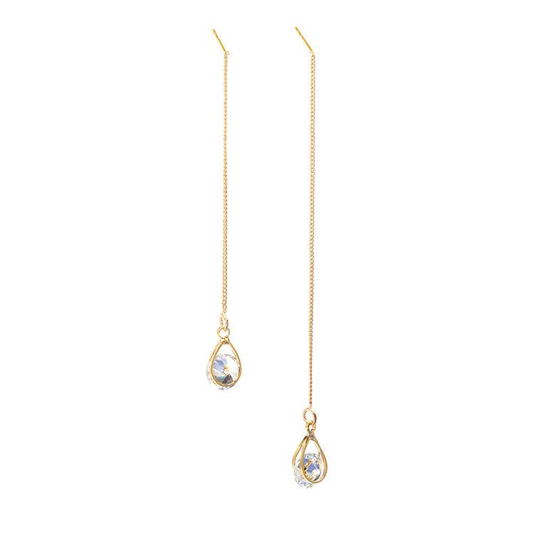 Boucles d'oreilles asymétriques coréennes et japonaises à pampilles de zircon en forme de goutte d'eau pour femmes