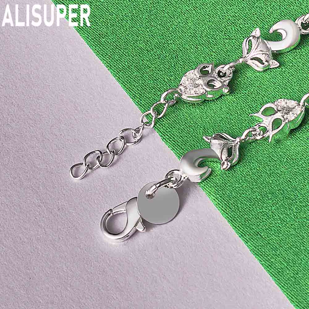 925 Sterling Silver Fox and Heart Design with AAA Zircon Gemstones - Beautiful Gift Jewelry