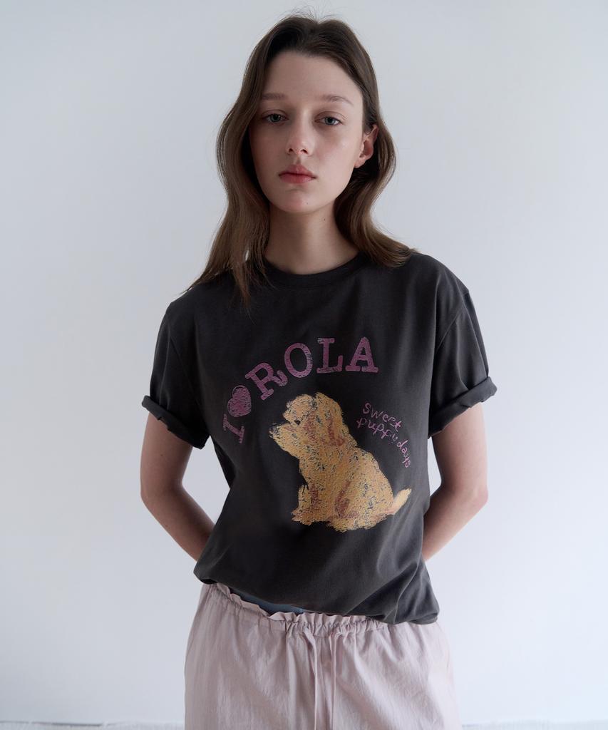 ROLAROLA I Love Rola Puppy Friends T-Shirt Charcoal