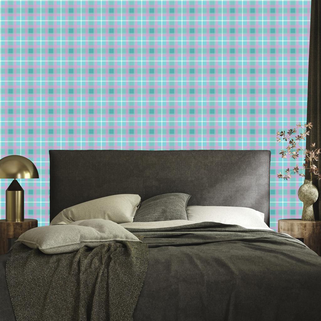 Candy Check Wallpaper Turquoise and Blue for Living Room and Bedroom 50x1000