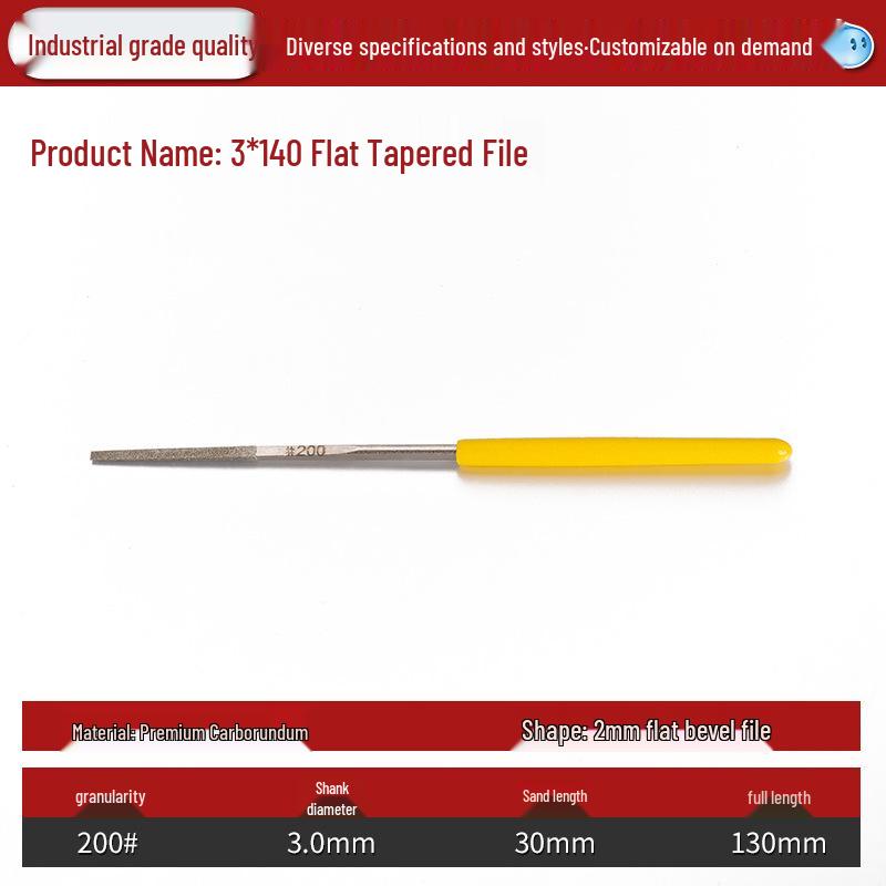 Алмазный напильник Lin Guang Alloy PTF-10, Плоский косой напильник 3x140мм