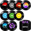90 Pcs 13 Inch 1950'S Rock And Roll Vinyl Record Paper Placemat Round Disposable Music Coasters For Drinks Classic Vintage Party