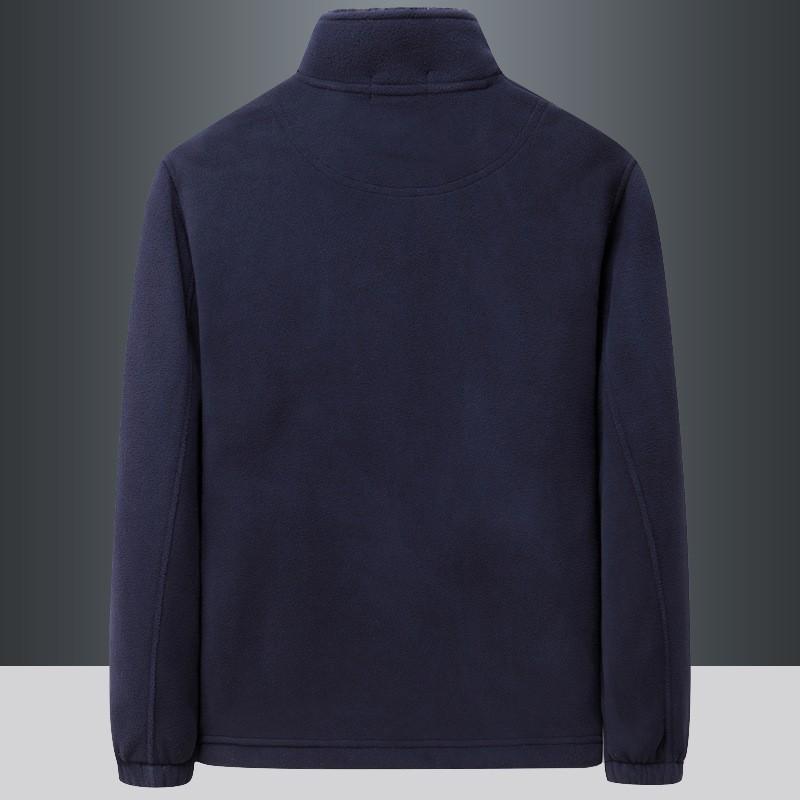 Mens Fleece Jacket Stand Collar Zip-Up Warm Outdoor Running Top Plus Size Winter Fall