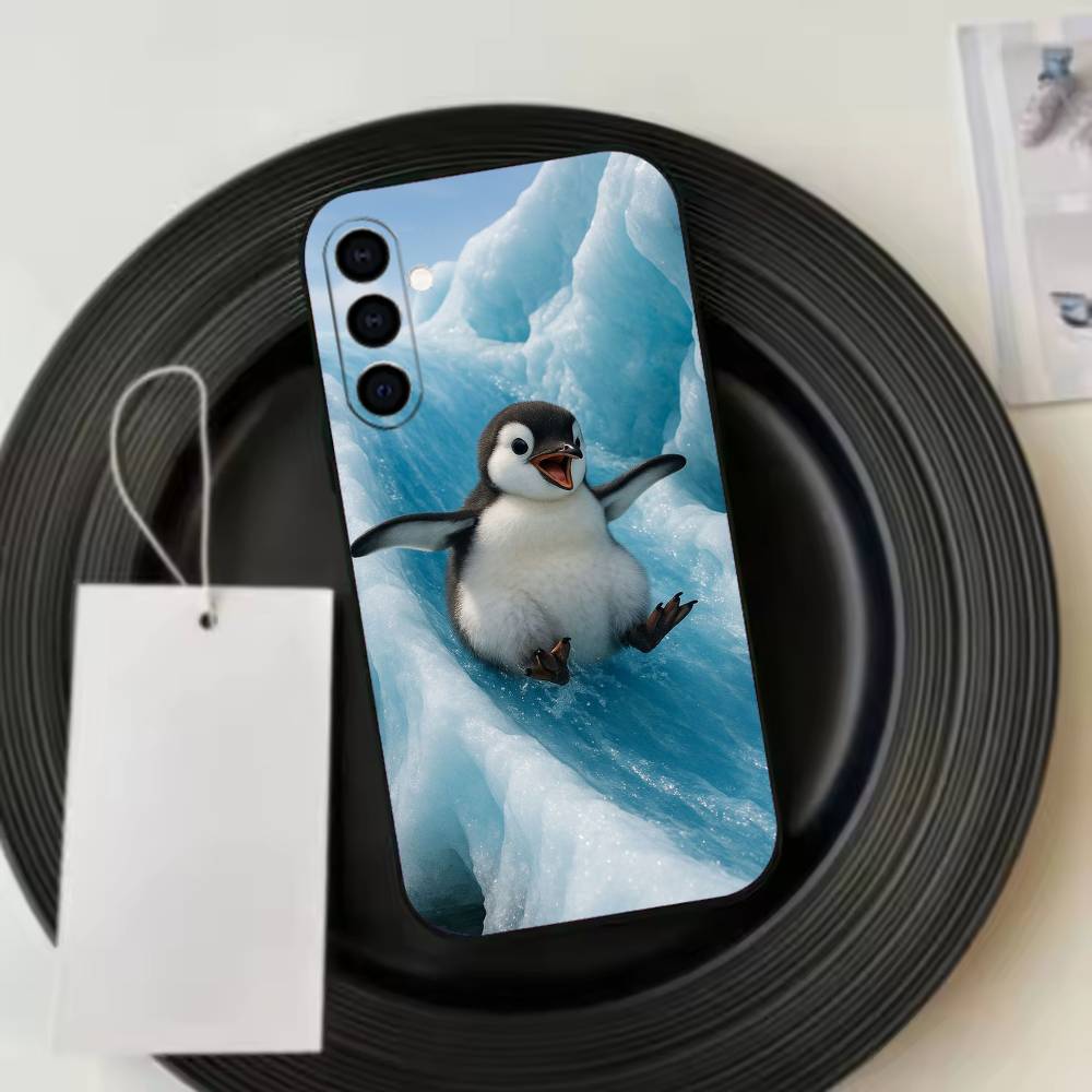 Funny Happy Cute P-Penguin  Phone Case For Samsung Galaxy A73,A72,A71,A70,A53,A52,A51,Soft Silicone Black Cover