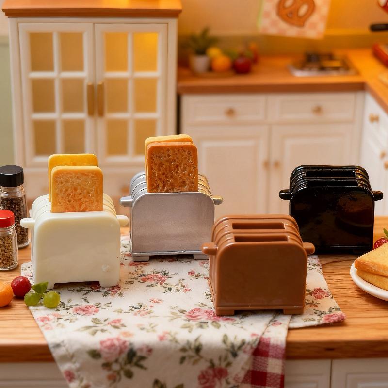 3Pcs Creative Mini Breakfast Bread Machine Set Miniature Food Toy Kitchen Scene Model Small Dollhouse Accessories