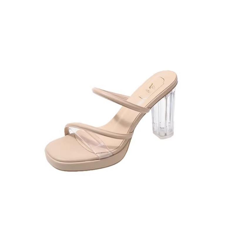 Heel Height 7cm High Heels New Sandals One-strap Thick Heels Flip-flops Women's Shoes
