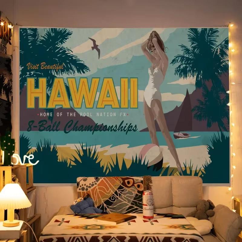 VIKAMA Summer Theme Tapestry Hawaiian Desert Camping Living Room Camper Decoration Room Decoration