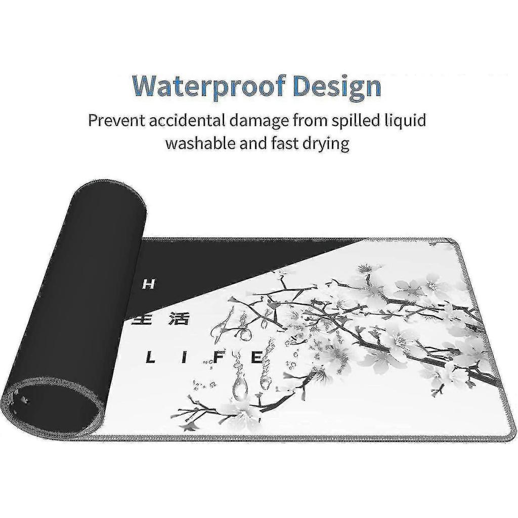 Black White Cherry Blossom Mouse Pad Sakura Death Life Extended Desk Mat 80x30 Cm Non-slip Rubber Ba