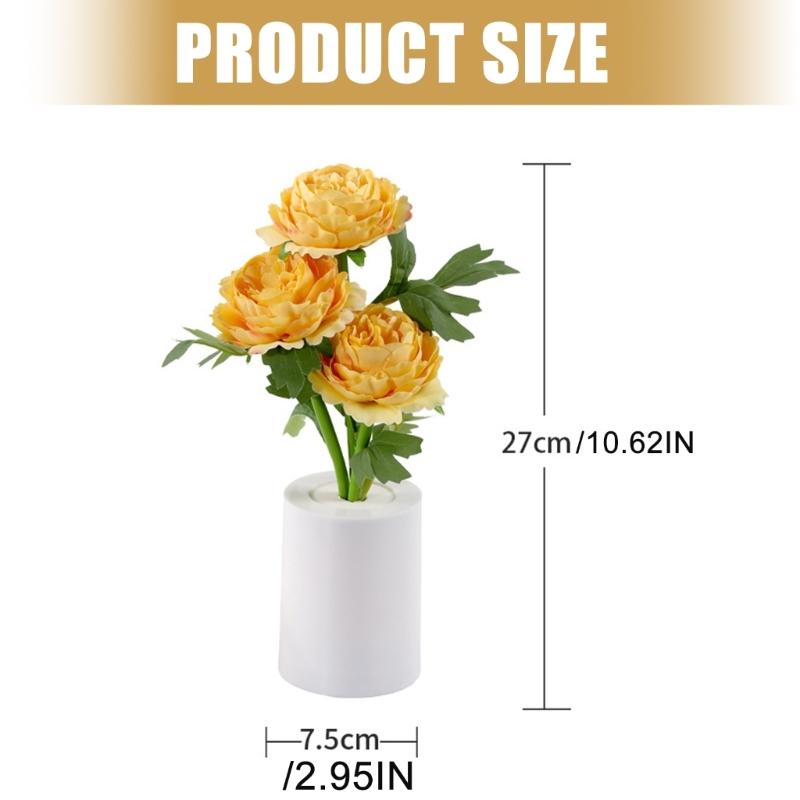 Energy Efficient Peony Shape Nightlight With Realistic Flower Design NonToxic Plastic Bedroom Table Decorations