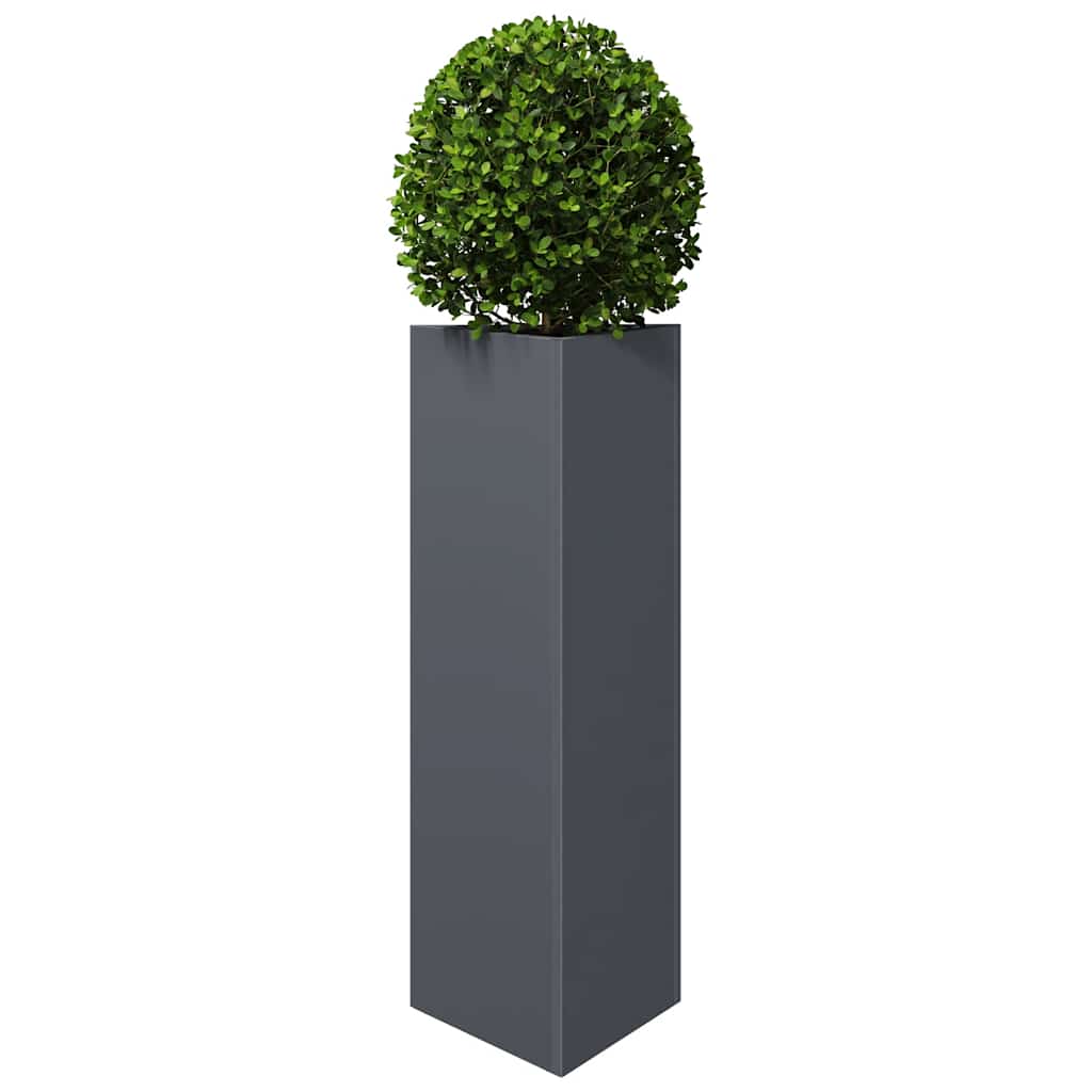 Plant Pot Anthracite Triangular 30 X 26 X 75 Cm Steel