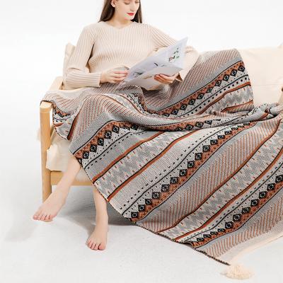 Bohemian Style Sofa Blanket Bay Window Blanket Knitted Blanket Ethnic Style Wave Air Conditioning Blanket Tassel Nap Blanket