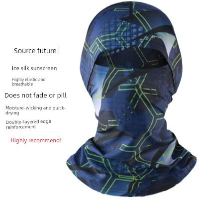 Sun Protection Mask for Men, Ice Silk Headscarf, Cycling Neck Gaiter, Neck Protector, Summer Fishing Full-Face Cover, Face Mask