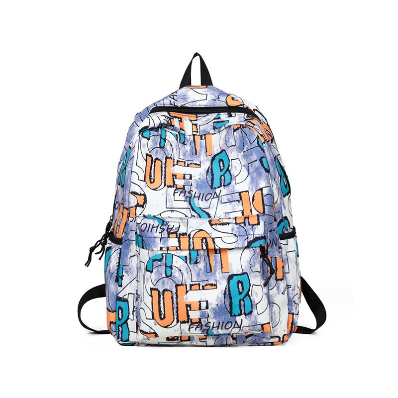 Women Large Capacity Backpack Men's Graffiti Print Backpack Student Schoolbag