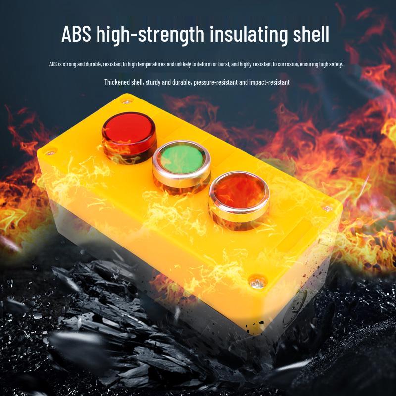 22mm Waterproof 220V Button Switch Combo: Start/Stop/Emergency Stop/Power Indicator Light