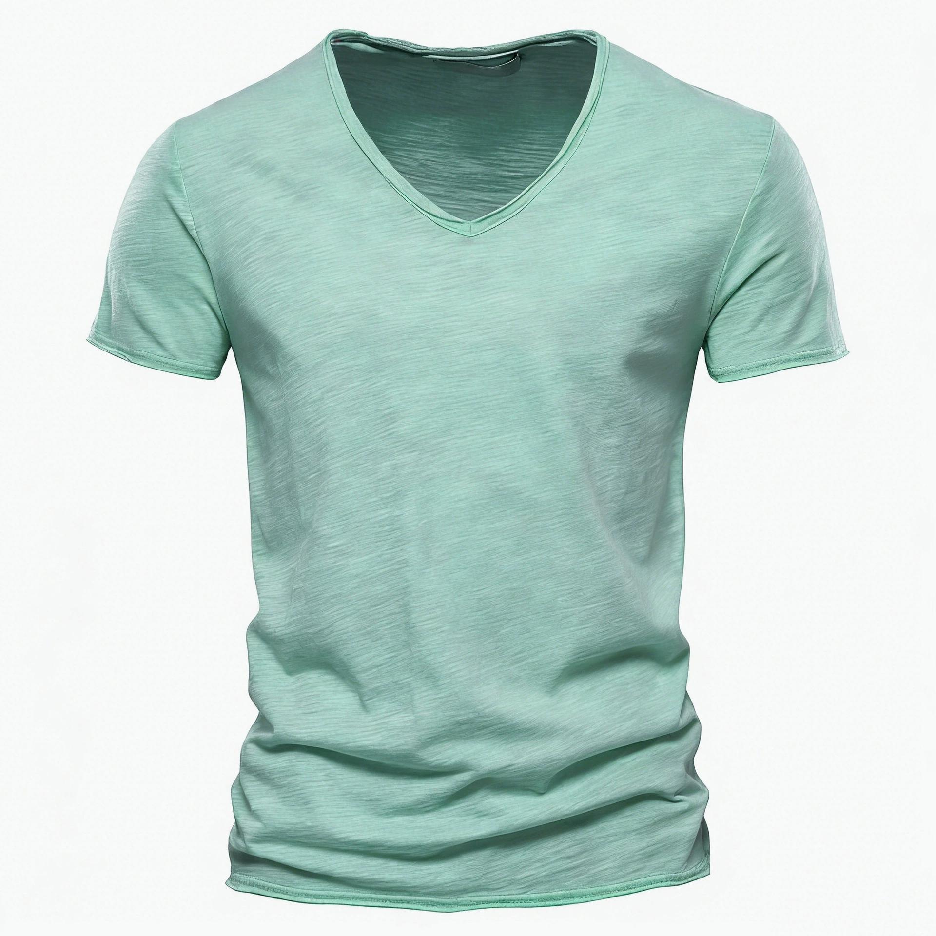 Nsom 100% Katoen Heren T-shirt Tops V-hals Dunne Korte Mouw T-shirts Heren Mode Fitness Heet T-shirt Voor Mannen Maat S-5XL XS