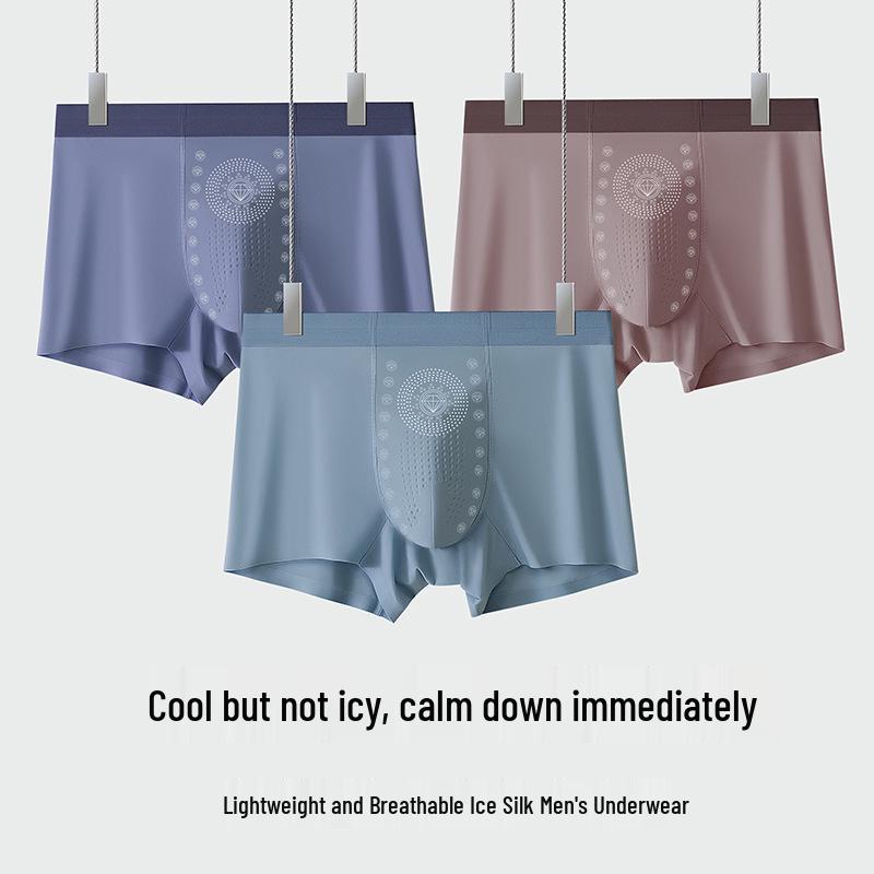 

Набор из 6 мужских бесшовных боксеров-брифов из ледяного шелка - Быстросохнущие, дышащие, антибактериальные трусы средней посадки X-Large