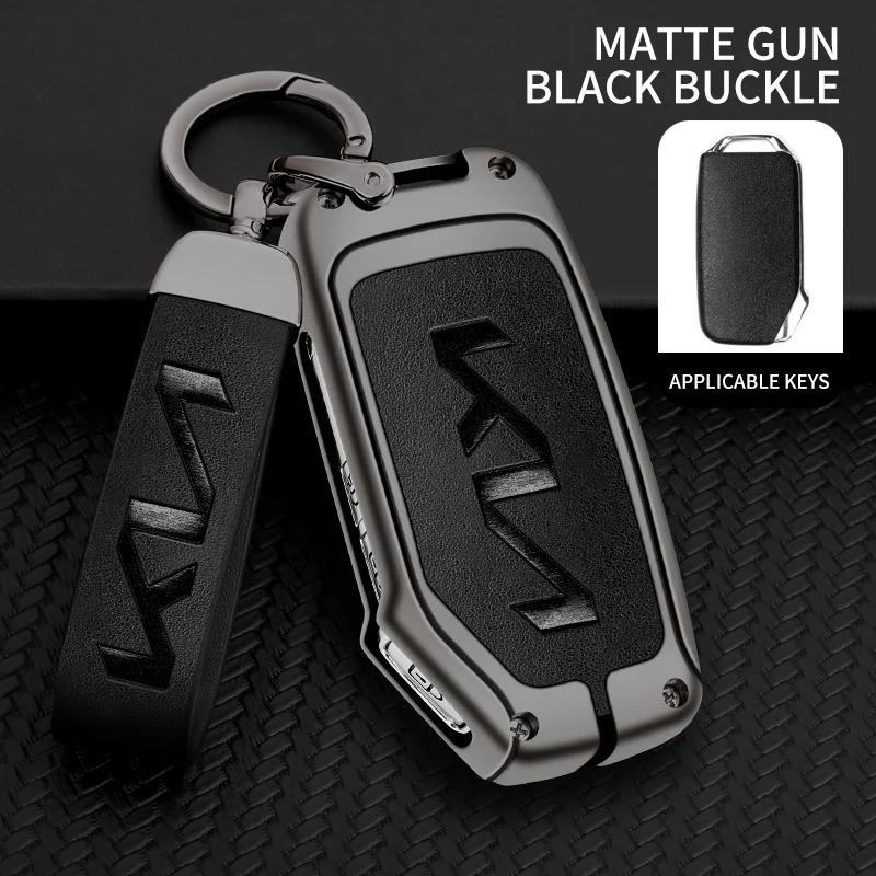 AHM1 Zinc Alloy Leather Car Remote Key Case Cover Shell For KIA Niro Sportage R Soul Ceed GT Stinger Sorento Cerato Forte Telluride