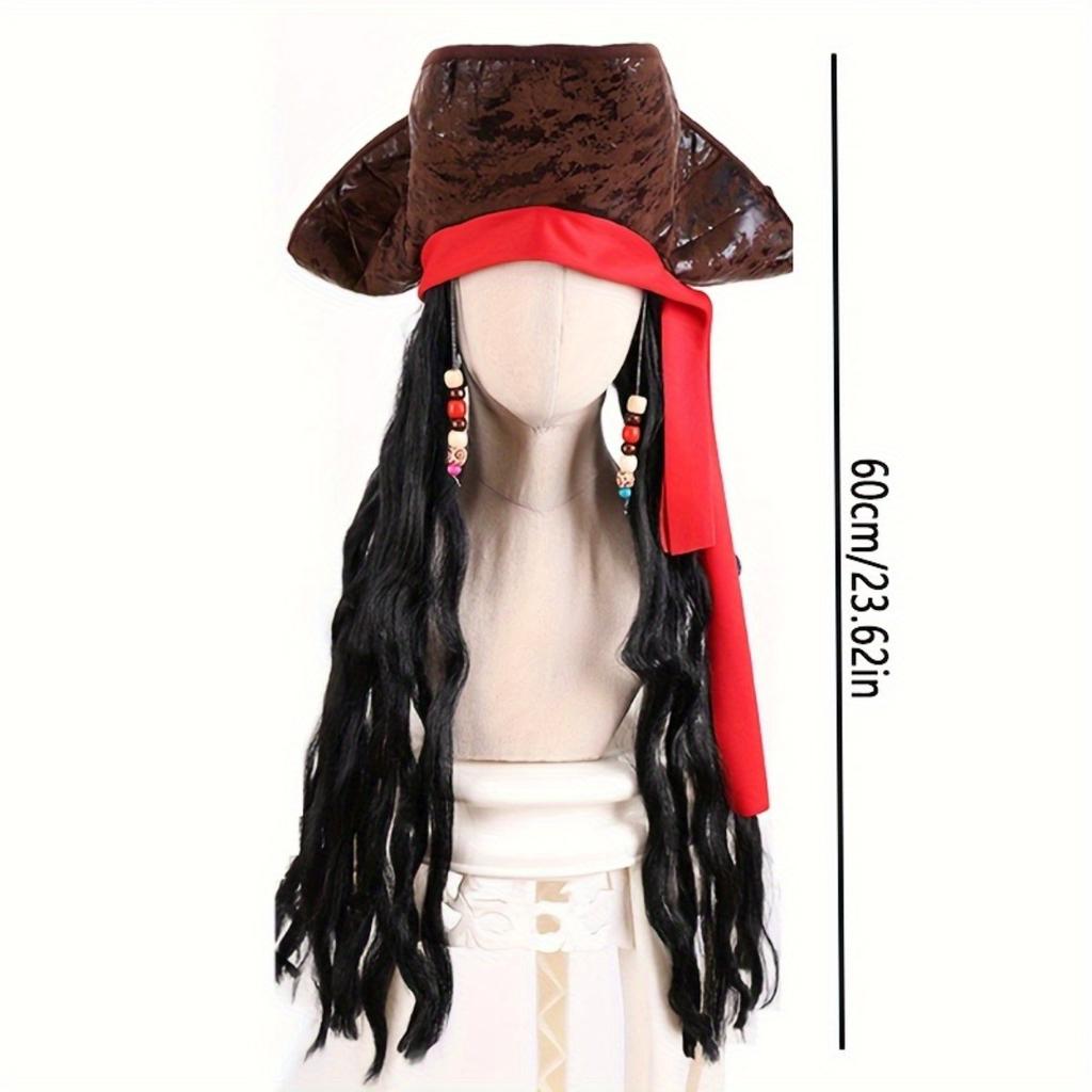 Synthetic Black Long Curly Wig Pirate Captain Cos Wig Cosplay Wig