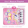 90x70cm Unicorn Music Mat Kid Toddler Mat Piano Keyboard and Drum 2 In 1 Toys Dance Mat 8 Instruments Sound Educational Toys