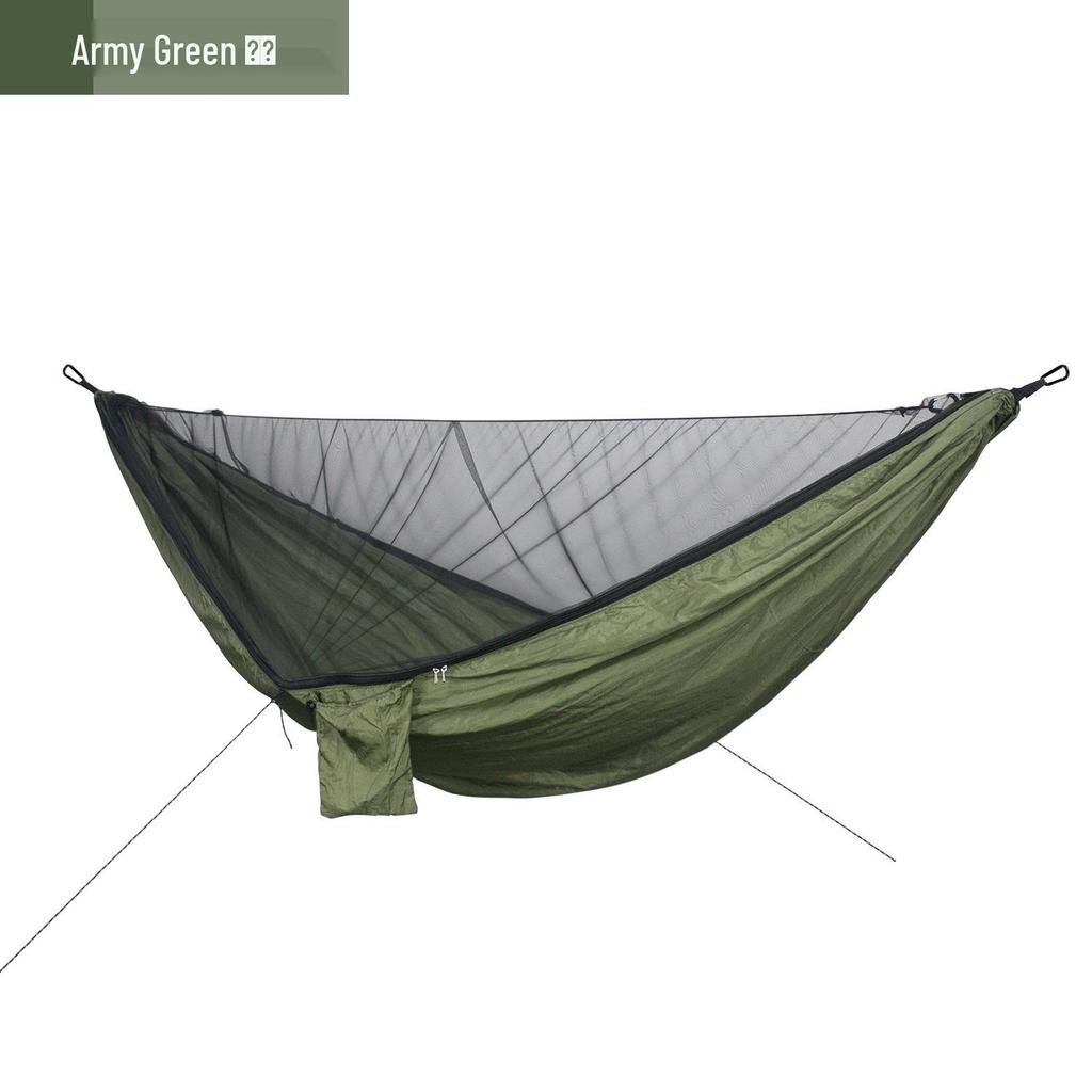 Army Green Quick Open Mosquito Net Hammock - Durable Nylon Outdoor Gear