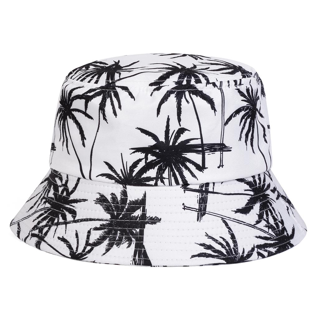 Unisex Coconut Tree Print Personality Bucket Hats Fishermen Caps Outdoor Casual Cap Sunscreen Hat