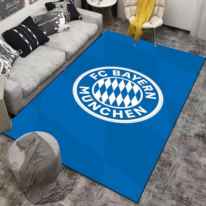 Blauer Teppich mit FC Bayern München Logo für Schlafzimmer oder Wohnzimmer Geeignet für die Verwendung als Antirutsch für Wohnzimmer Schlafzimmer Sofas