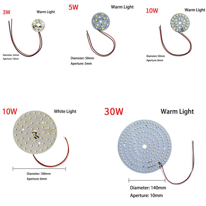 3pcs 5V 3W 5w 10w 30w LED Chip Bead Yellow Warm White Lamp Night Lights Wire Board Bulb Round Transformation Source 32MM 50mm 14mm