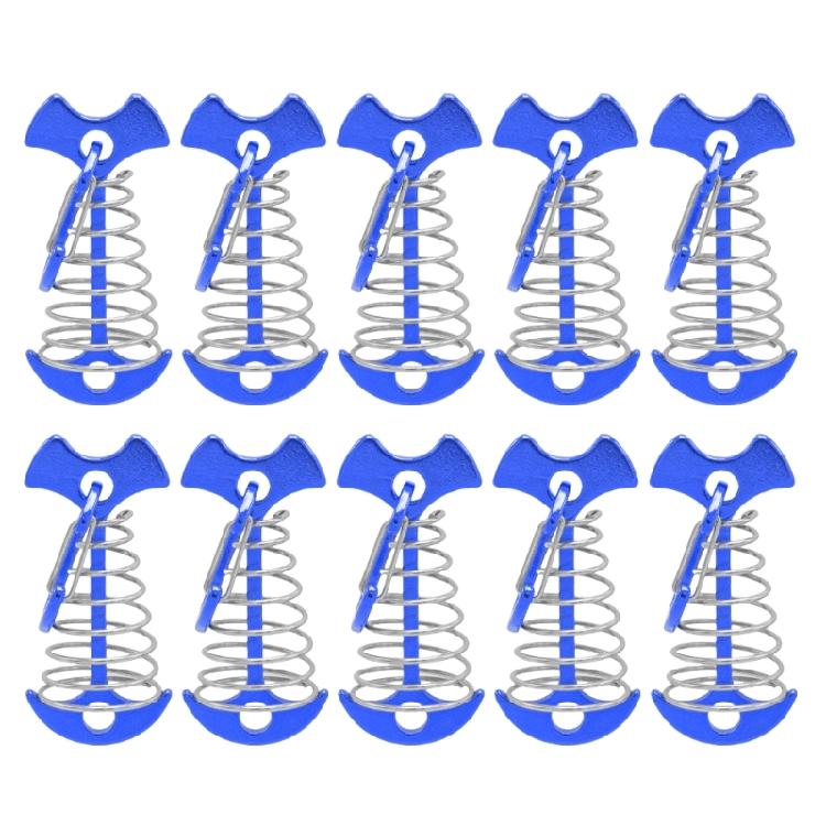 10Pcs Portable Deck Anchors Peg Fishbone Tent Stakes with Spring Buckles Wind Rope Anchors Tent Peg for Camping Hiking