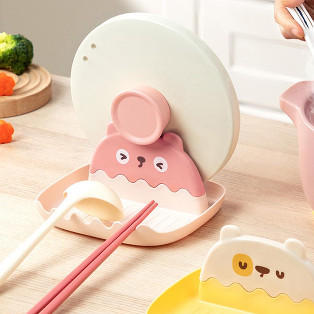 Spoon Rest with Lid Holder Thicken Prevents Deformation Pot Lid Utensil Rest for Household Kitchen