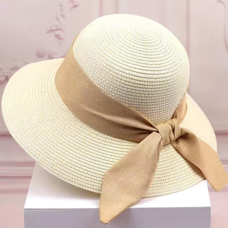 

Outdoor Fashion Women s Hat Bowknot Sun Hat Summer Breathable Wide BrimBeach Cap UV Protection Casual Straw Hat ForWomen 58CM