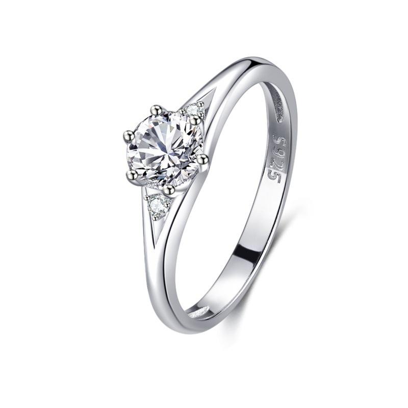 S925 Sterling Silver Women's Ring - White Gold Electroplated, Classic Rose Design, Light Luxury Finger Jewelry