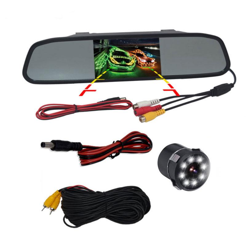 4,3-дюймовый монитор зеркала заднего вида Система автоматической парковки + светодиодная камера ночного видения для заднего вида автомобиля 4 Выбрать коричневый