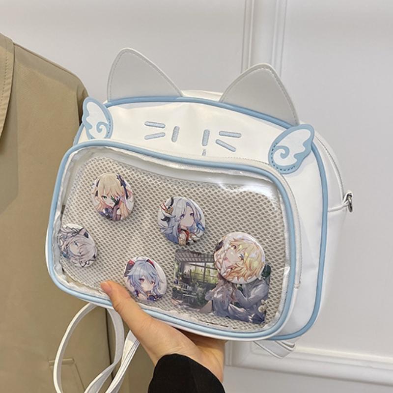 Y2K Japanese Kawaii Cat Ita Bag Ita Backpacks Cute Girls Transparent Shoulder Crossbody Bags JK School Bags