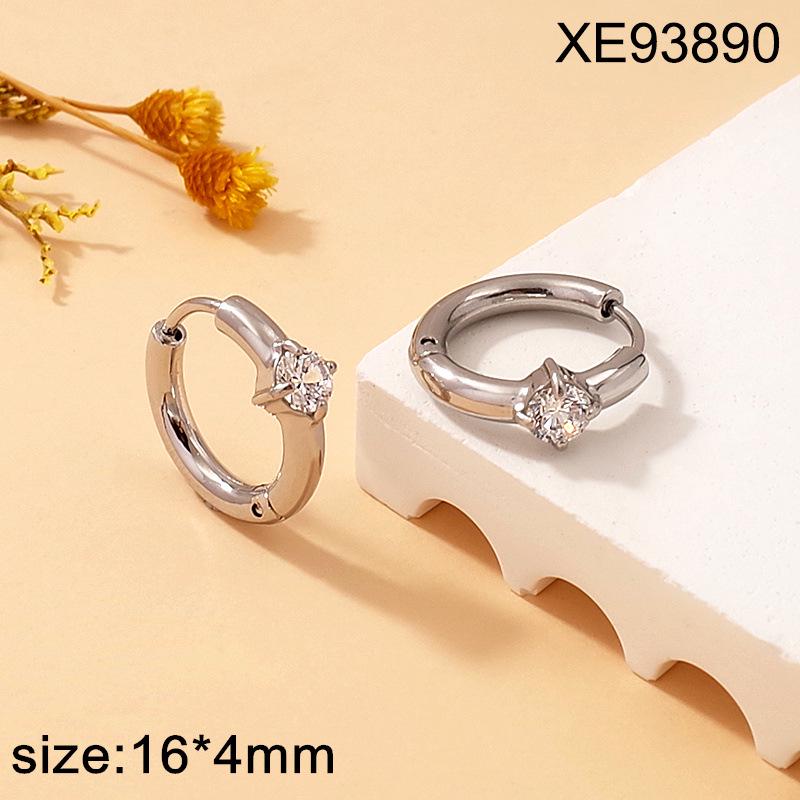 Gold-Plated Zircon Geometric Ear Cuffs - Chic Titanium Steel Earrings for Women in Light Luxury Style