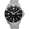 Casio Standard Analog Sports Watch 20 Bar Water Resistant Men's Black Bezel Metal Band