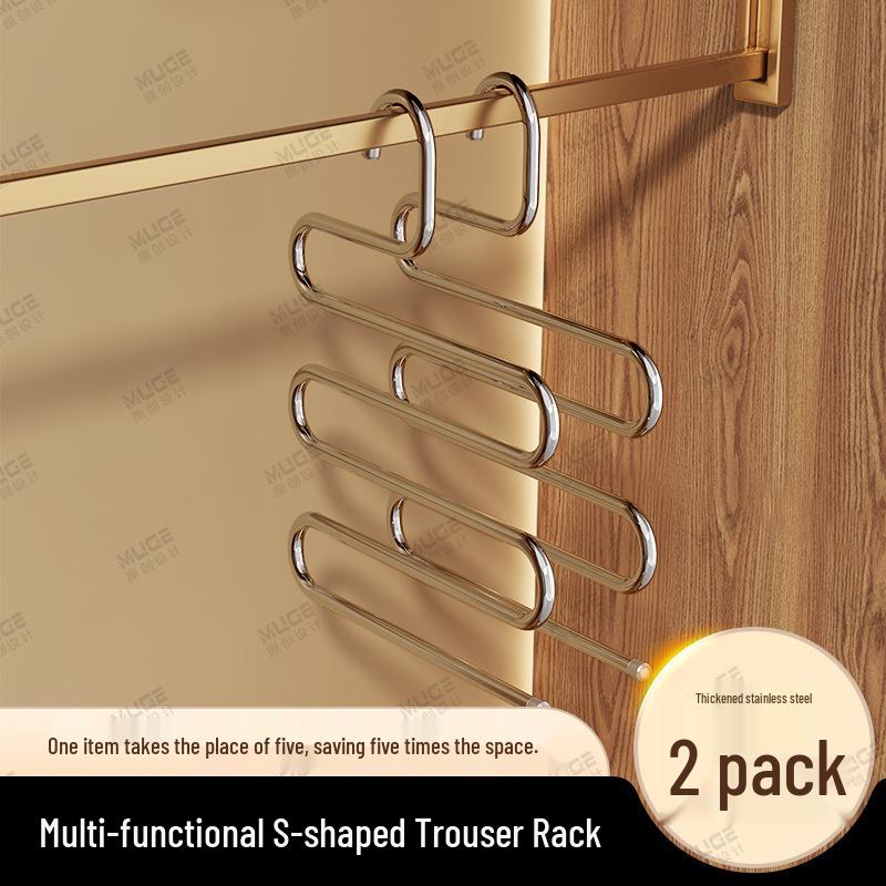 5-Tier Multi-Layer Stainless Steel Pants Rack for Home and Dorm Wardrobes