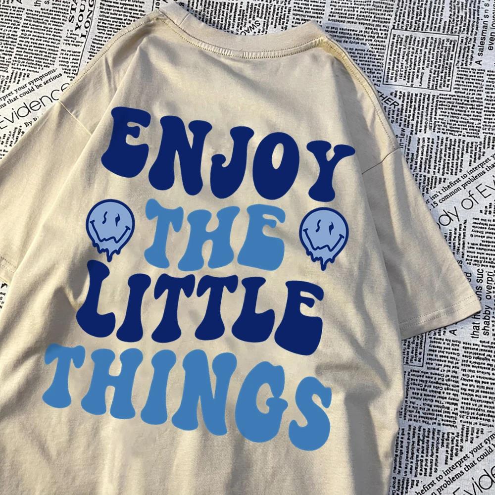 Enjoy The Little Things Letter Men T-Shirt Harajuku O-Neck Tshirts Cartoons Sweat Tee Clothes Fashion Personality Mens Tshirt