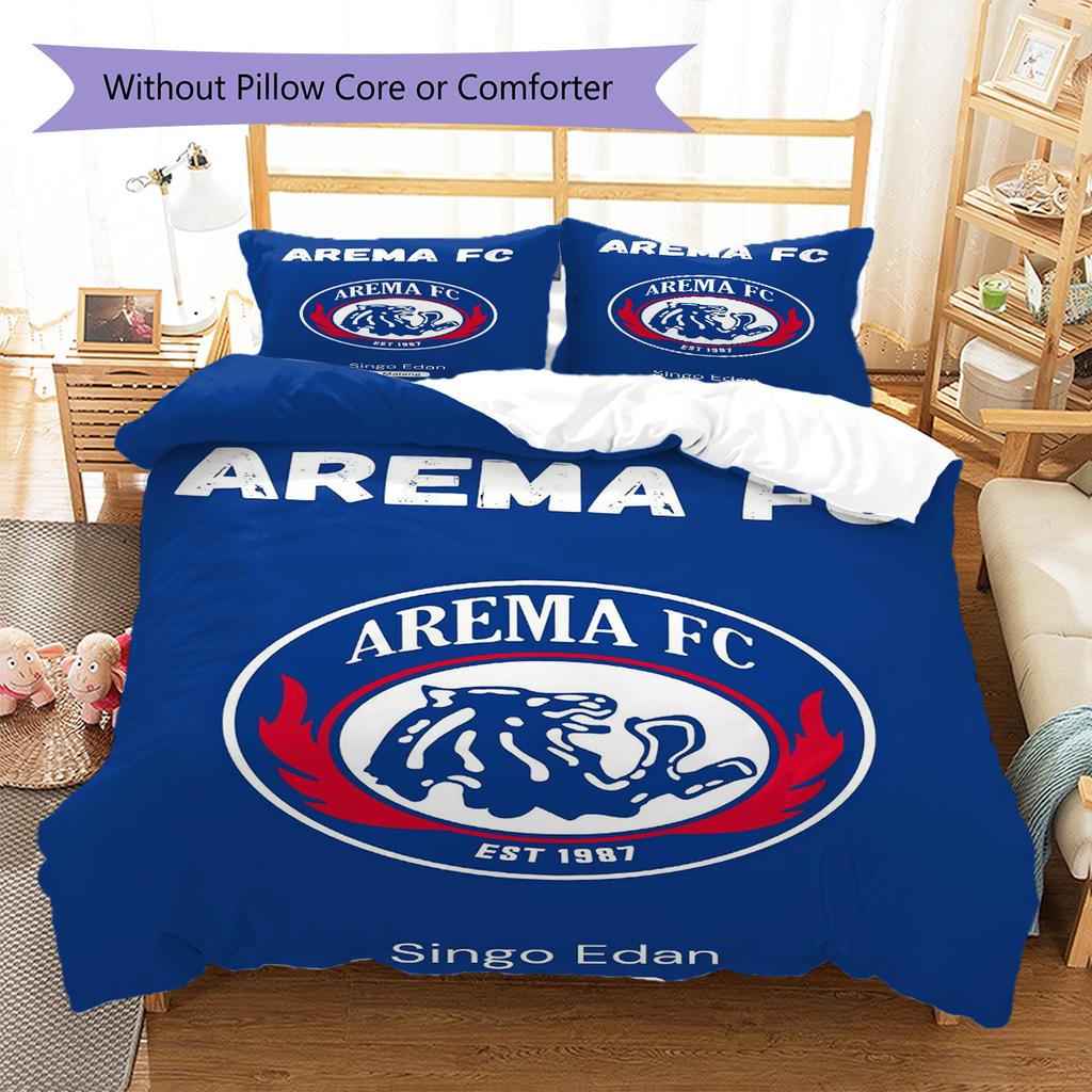 Arema FC Pattern Bedding Set Quilt Cover Pillowcase Home Decor Gift (1 * Duvet Cover + 2 * Pillowcase, Without Core)