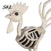 Realistische Tierknochen Halloween Hahnenstatue, Harz Hühnerknochen Figur für Hof Rasen, Lebensgroß Gruselige Außen Garten Dekoration Spukhaus